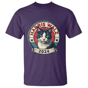 Harris Walz 2024 T Shirt Funny Cat Election Kamala Harris Tim Waltz TS02 Purple Print Your Wear