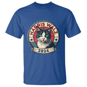 Harris Walz 2024 T Shirt Funny Cat Election Kamala Harris Tim Waltz TS02 Royal Blue Print Your Wear