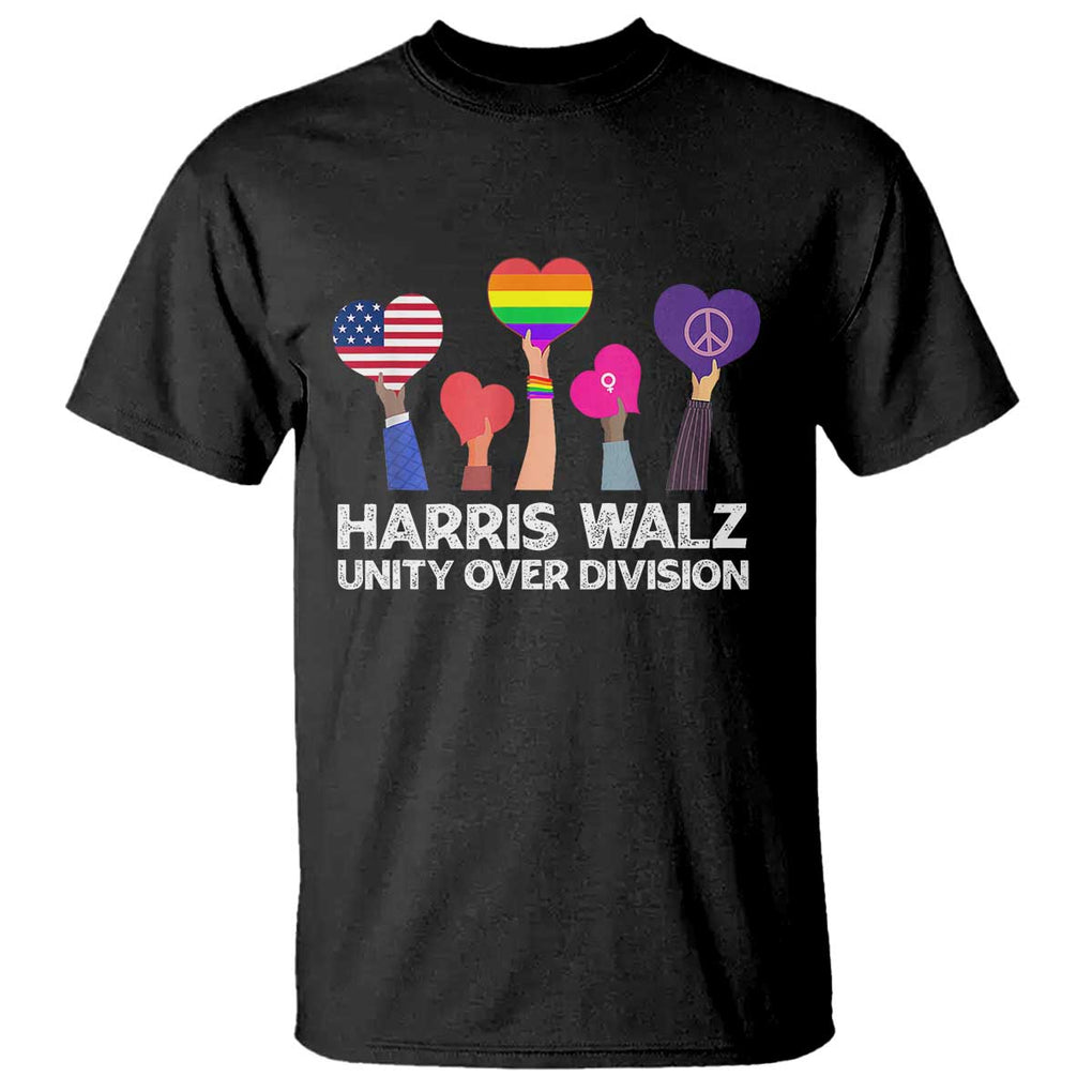 Harris Walz 2024 T Shirt Unity Over Division Kamala Tim Waltz TS02 Black Print Your Wear