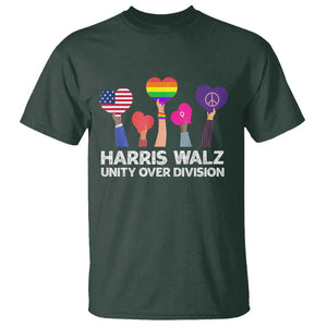 Harris Walz 2024 T Shirt Unity Over Division Kamala Tim Waltz TS02 Dark Forest Green Print Your Wear