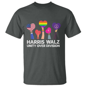 Harris Walz 2024 T Shirt Unity Over Division Kamala Tim Waltz TS02 Dark Heather Print Your Wear