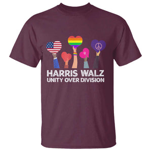 Harris Walz 2024 T Shirt Unity Over Division Kamala Tim Waltz TS02 Maroon Print Your Wear