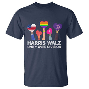 Harris Walz 2024 T Shirt Unity Over Division Kamala Tim Waltz TS02 Navy Print Your Wear