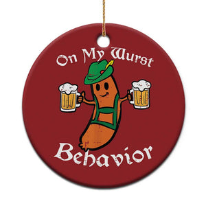 Funny Oktoberfest Christmas Ornament On My Wurst Behavior German Sausage TS02 Print Your Wear