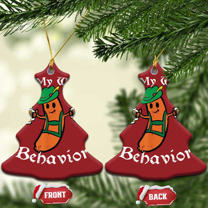 Funny Oktoberfest Christmas Ornament On My Wurst Behavior German Sausage TS02 Christmas Tree Red Print Your Wear