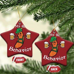 Funny Oktoberfest Christmas Ornament On My Wurst Behavior German Sausage TS02 Star Red Print Your Wear