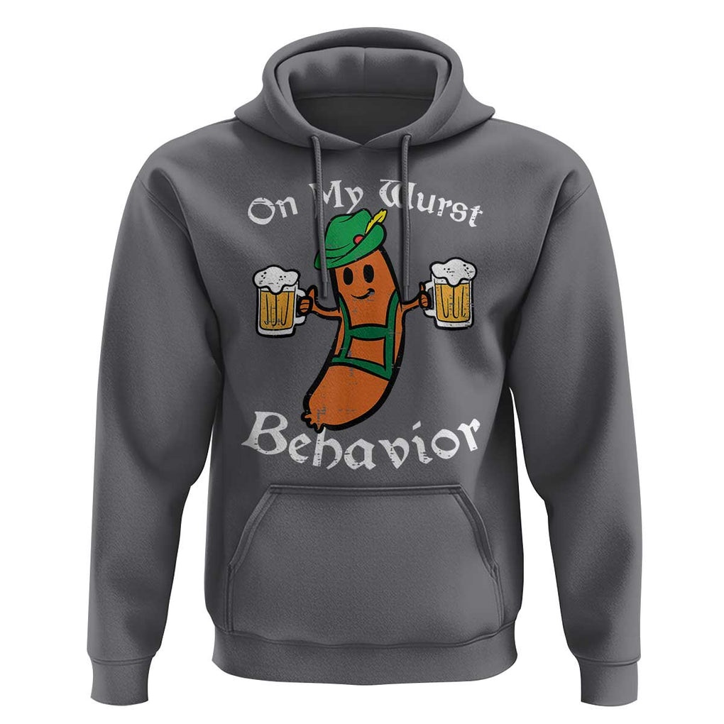 Funny Oktoberfest Hoodie On My Wurst Behavior German Sausage TS02 Charcoal Print Your Wear