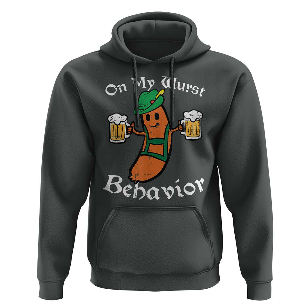 Funny Oktoberfest Hoodie On My Wurst Behavior German Sausage TS02 Dark Heather Print Your Wear