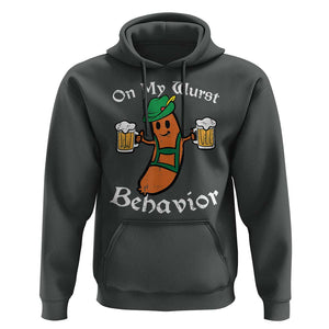 Funny Oktoberfest Hoodie On My Wurst Behavior German Sausage TS02 Dark Heather Print Your Wear