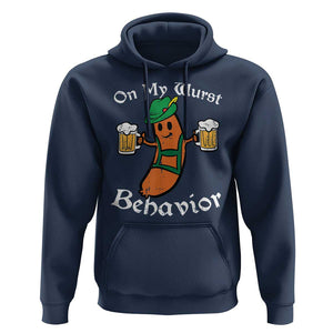 Funny Oktoberfest Hoodie On My Wurst Behavior German Sausage TS02 Navy Print Your Wear