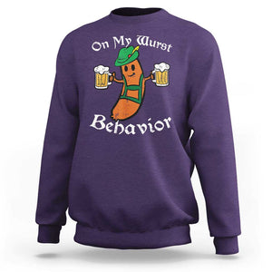 Funny Oktoberfest Sweatshirt On My Wurst Behavior German Sausage TS02 Purple Print Your Wear