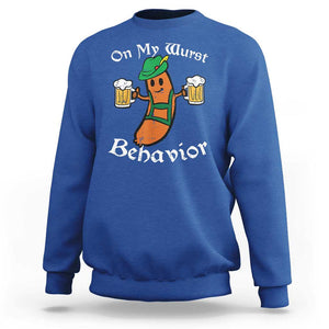 Funny Oktoberfest Sweatshirt On My Wurst Behavior German Sausage TS02 Royal Blue Print Your Wear