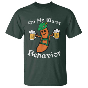 Funny Oktoberfest T Shirt On My Wurst Behavior German Sausage TS02 Dark Forest Green Print Your Wear
