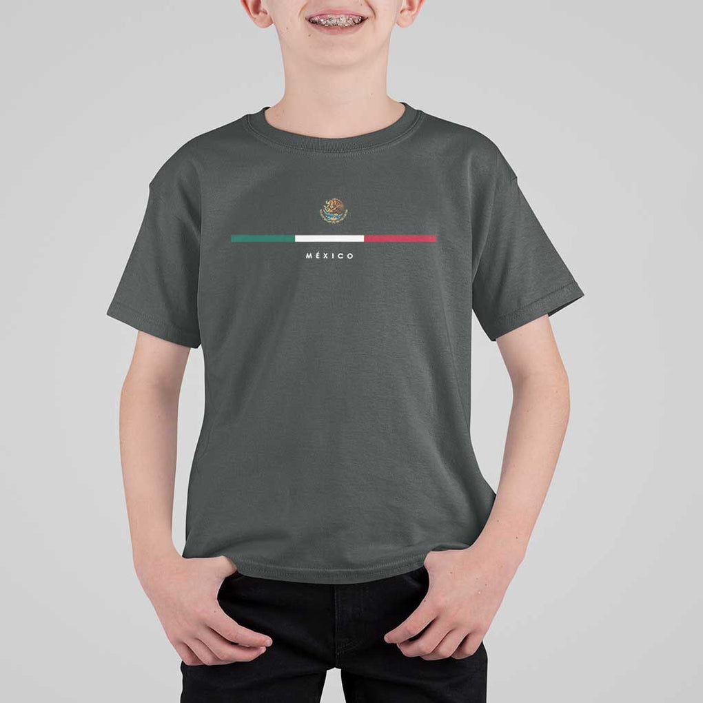 Mexico Pride T Shirt For Kid Mexican Flag Independence Day Hispanic Heritage Minimalism TS02 Dark Heather Print Your Wear