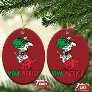 Viva Mexico Christmas Ornament Funny Mexican Dance Dinosaur Hispanic Heritage TS02 Oval Red Print Your Wear