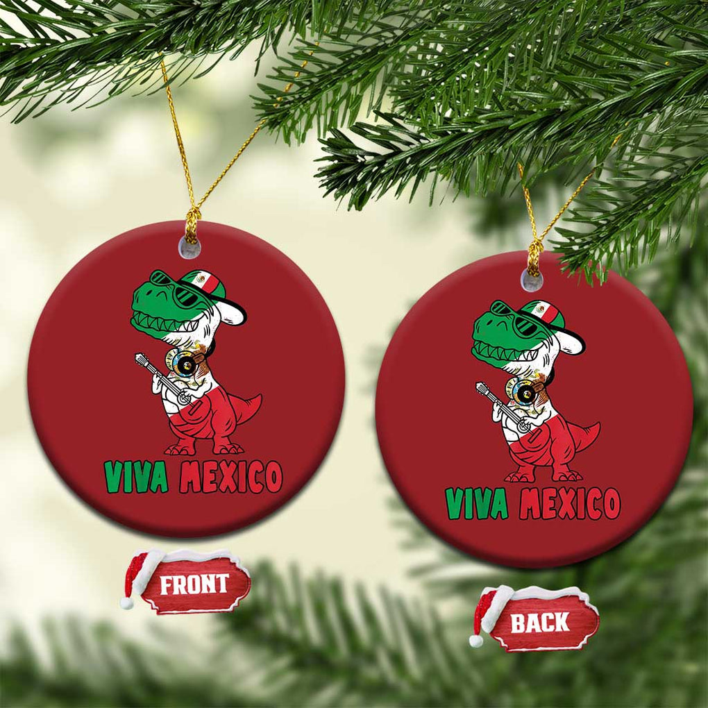 Viva Mexico Christmas Ornament Funny Mexican Dance Dinosaur Hispanic Heritage TS02 Circle Red Print Your Wear