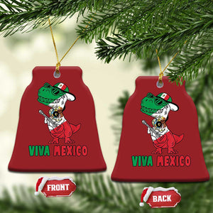 Viva Mexico Christmas Ornament Funny Mexican Dance Dinosaur Hispanic Heritage TS02 Bell Flake Red Print Your Wear