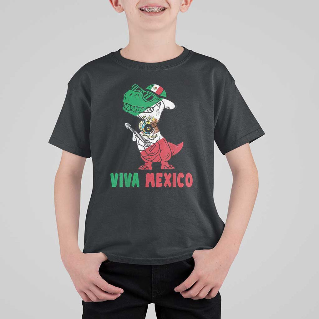 Viva Mexico T Shirt For Kid Funny Mexican Dance Dinosaur Hispanic Heritage TS02 Black Print Your Wear