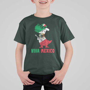 Viva Mexico T Shirt For Kid Funny Mexican Dance Dinosaur Hispanic Heritage TS02 Dark Forest Green Print Your Wear