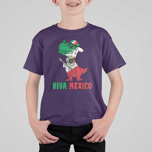 Viva Mexico T Shirt For Kid Funny Mexican Dance Dinosaur Hispanic Heritage TS02 Purple Print Your Wear