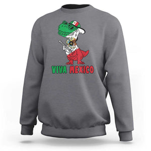 Viva Mexico Sweatshirt Funny Mexican Dance Dinosaur Hispanic Heritage TS02 Charcoal Print Your Wear