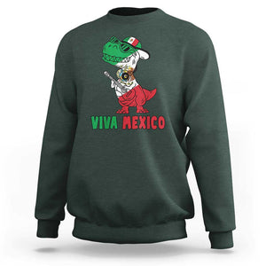 Viva Mexico Sweatshirt Funny Mexican Dance Dinosaur Hispanic Heritage TS02 Dark Forest Green Print Your Wear