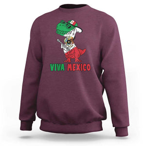 Viva Mexico Sweatshirt Funny Mexican Dance Dinosaur Hispanic Heritage TS02 Maroon Print Your Wear