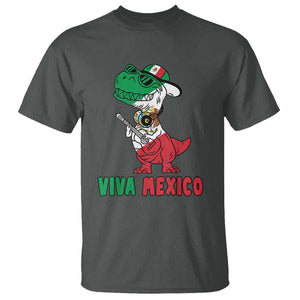 Viva Mexico T Shirt Funny Mexican Dance Dinosaur Hispanic Heritage TS02 Dark Heather Print Your Wear