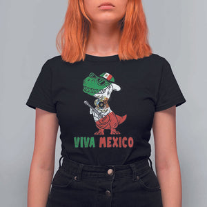 Viva Mexico T Shirt For Women Funny Mexican Dance Dinosaur Hispanic Heritage TS02 Black Print Your Wear