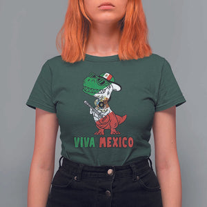 Viva Mexico T Shirt For Women Funny Mexican Dance Dinosaur Hispanic Heritage TS02 Dark Forest Green Print Your Wear