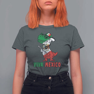 Viva Mexico T Shirt For Women Funny Mexican Dance Dinosaur Hispanic Heritage TS02 Dark Heather Print Your Wear