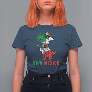 Viva Mexico T Shirt For Women Funny Mexican Dance Dinosaur Hispanic Heritage TS02 Navy Print Your Wear