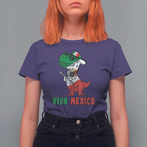 Viva Mexico T Shirt For Women Funny Mexican Dance Dinosaur Hispanic Heritage TS02 Purple Print Your Wear