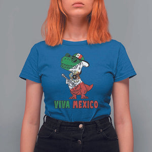 Viva Mexico T Shirt For Women Funny Mexican Dance Dinosaur Hispanic Heritage TS02 Royal Blue Print Your Wear