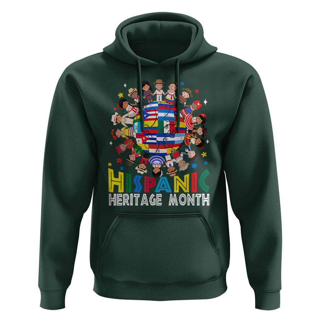 Hispanic Heritage Month Hoodie Herencia Hispana Celebration Hispanic Americans TS02 Dark Forest Green Print Your Wear