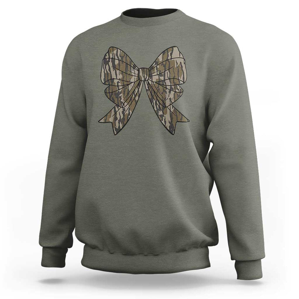 Camo Coquette Bow Duck Hunting Sweatshirt Retro Camouflage TS02 Military Green Print Your Wear