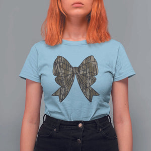 Camo Coquette Bow Duck Hunting T Shirt For Women Retro Camouflage TS02 Light Blue Print Your Wear