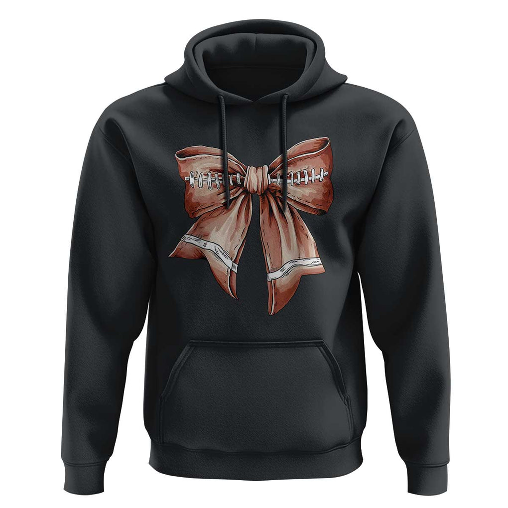 Coquette Bow Pumpkin American Football Hoodie Retro Thanksgiving Autumn Vibe TS02 Black Print Your Wear