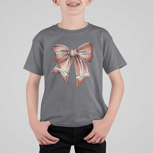 Coquette Bow Pumpkin American Football T Shirt For Kid Retro Thanksgiving Autumn Vibe TS02 Charcoal Print Your Wear