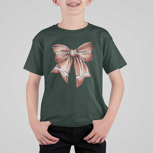 Coquette Bow Pumpkin American Football T Shirt For Kid Retro Thanksgiving Autumn Vibe TS02 Dark Forest Green Print Your Wear