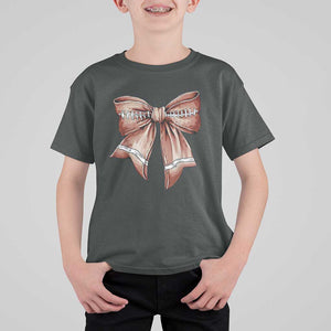 Coquette Bow Pumpkin American Football T Shirt For Kid Retro Thanksgiving Autumn Vibe TS02 Dark Heather Print Your Wear