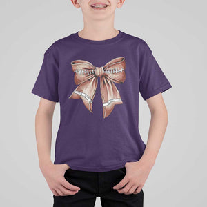 Coquette Bow Pumpkin American Football T Shirt For Kid Retro Thanksgiving Autumn Vibe TS02 Purple Print Your Wear