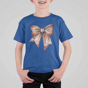 Coquette Bow Pumpkin American Football T Shirt For Kid Retro Thanksgiving Autumn Vibe TS02 Royal Blue Print Your Wear