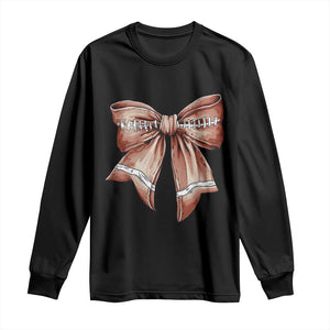 Coquette Bow Pumpkin American Football Long Sleeve Shirt Retro Thanksgiving Autumn Vibe TS02 Black Print Your Wear