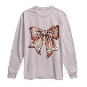 Coquette Bow Pumpkin American Football Long Sleeve Shirt Retro Thanksgiving Autumn Vibe TS02 Ice Gray Print Your Wear