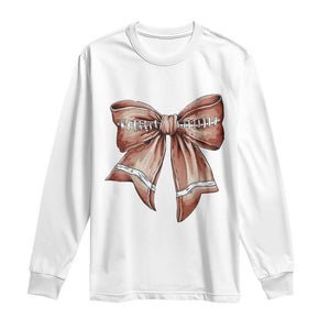 Coquette Bow Pumpkin American Football Long Sleeve Shirt Retro Thanksgiving Autumn Vibe TS02 White Print Your Wear