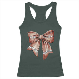 Coquette Bow Pumpkin American Football Racerback Tank Top Retro Thanksgiving Autumn Vibe TS02 Dark Forest Green Print Your Wear