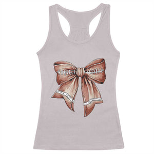 Coquette Bow Pumpkin American Football Racerback Tank Top Retro Thanksgiving Autumn Vibe TS02 Ice Gray Print Your Wear