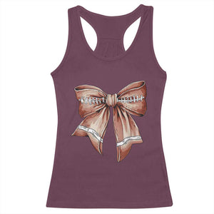 Coquette Bow Pumpkin American Football Racerback Tank Top Retro Thanksgiving Autumn Vibe TS02 Maroon Print Your Wear