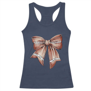 Coquette Bow Pumpkin American Football Racerback Tank Top Retro Thanksgiving Autumn Vibe TS02 Navy Print Your Wear